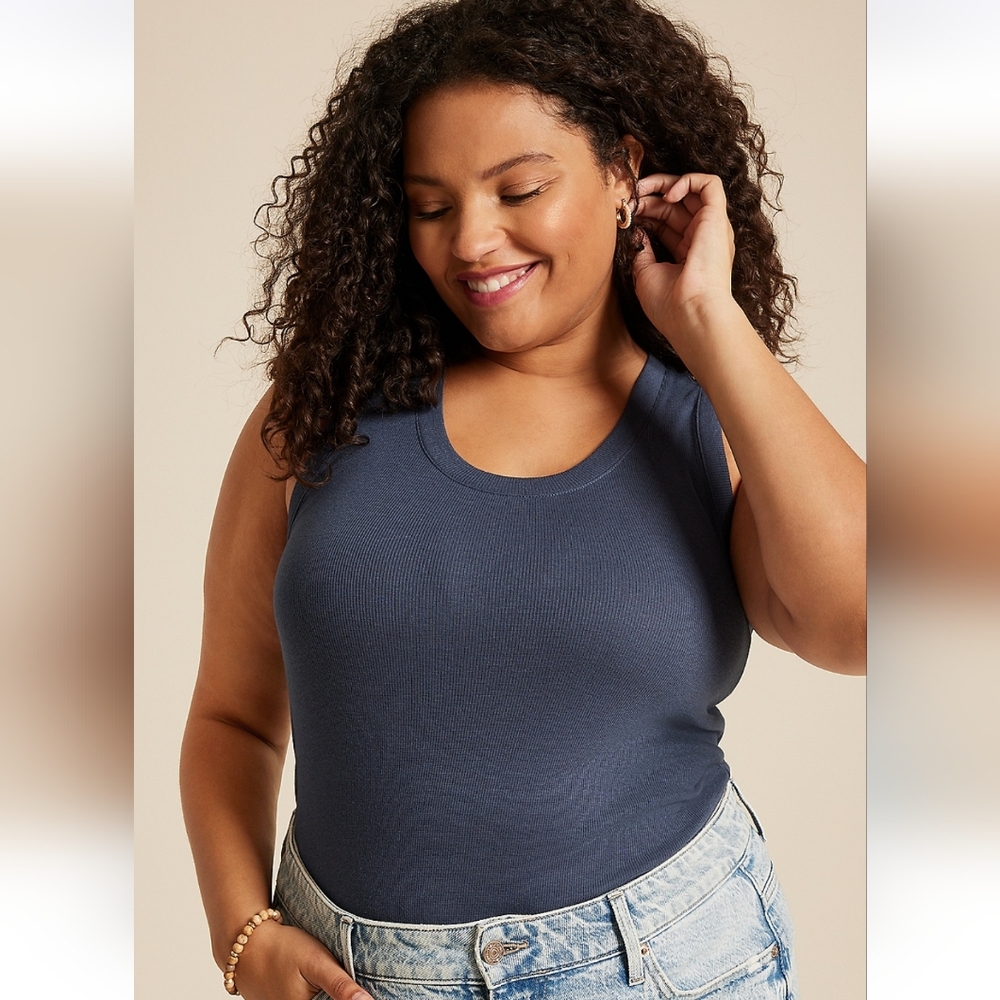 🆕️ maurices 24/7 U Line Ribbed Tank Top in Moon Indigo